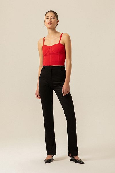 rue. Thin Straps Red Knitwear Bustier