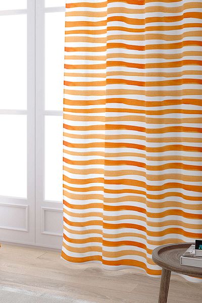 Cango Home White Orange Striped Digital Printed Curtain Cgh152-pr