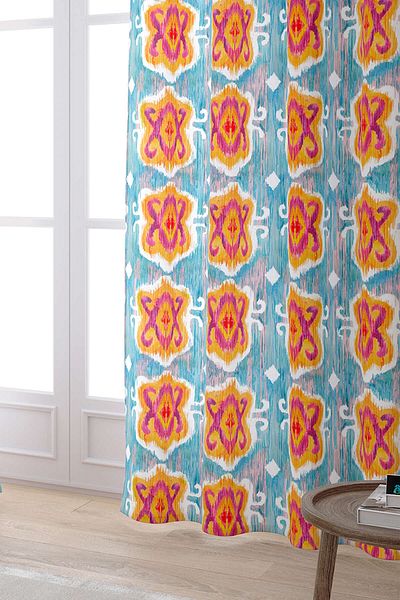 Cango Home Cortina decorativă etnică albastru portocaliu imprimată digitală Cgh156-pr