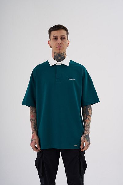 Machinist Men's Basic Oversize Oil Ecru Polo Collar T-shirt
