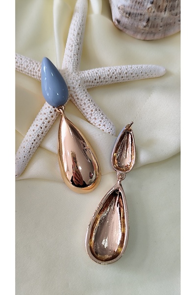 İPAR AKSESUAR DAMLA MİNE METAL GOLD MAVİ KÜPE