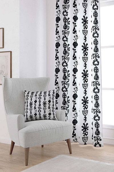 Cango Home Black and White Decorative Patterned Digital Printed Curtain Cgh588-pr