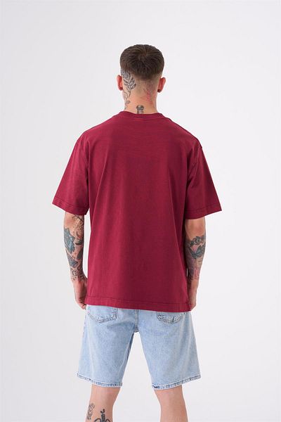 Machinist Tricou pentru bărbați Basic Washed Relaxed Claret Red