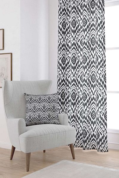 Cango Home Black and White Ethnic Decorative Digital Printed Curtain Cgh129-pr