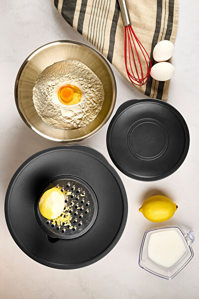 Perotti حاوية خلط وتخزين مكونة من 8 قطع باللون الأسود (16-20-24 سم)