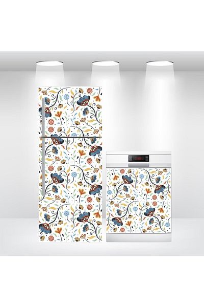 Bigaimaj Capac pentru frigider și mașină de spălat vase cu model de flori din folie