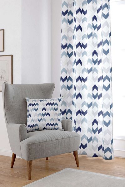 Cango Home Cortina cu imprimare digitală geometrică albastru alb Cgh341-pr