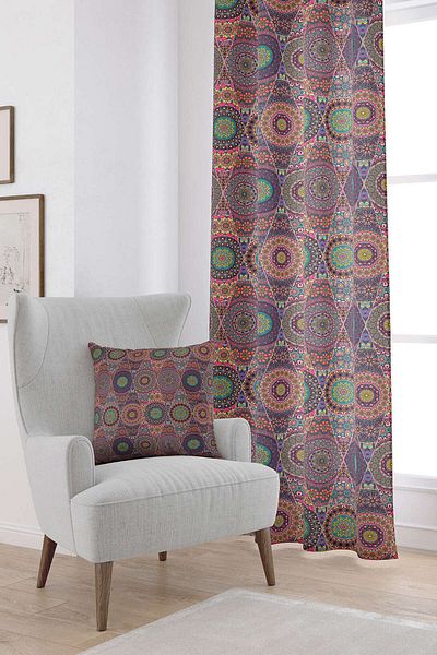 Cango Home Ροζ πολύχρωμη ρετρό vintage μοτίβο ψηφιακή τυπωμένη κουρτίνα Otyk036-pr