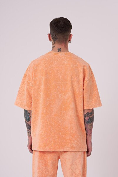 Machinist Чоловіча розкішна базова футболка оверсайз оранжевого кольору в цяточку