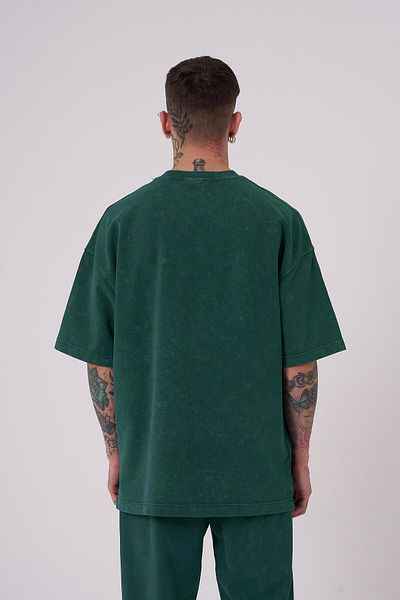 Machinist Men's Luxury Washed Basic Oversize Petrol Green T-Shirt