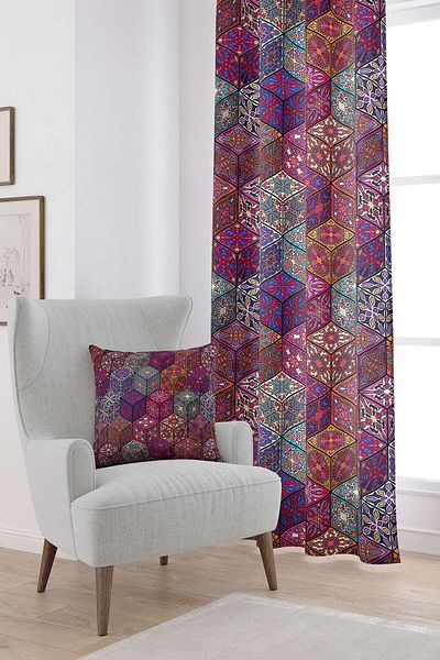 Cango Home Ροζ πολύχρωμη ρετρό vintage μοτίβο ψηφιακή τυπωμένη κουρτίνα Otyk292-pr