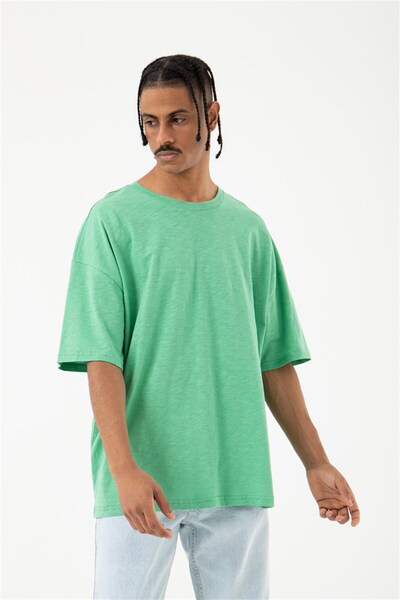 Machinist Ανδρικό μπλουζάκι Flamlı Basic oversized Πράσινο