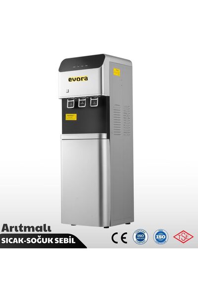 Evora Özel Seri Ev Tipi Ofis Tipi Sıcak Soğuk Arıtmalı Su Sebili Gri Premium