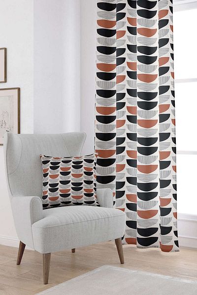 Cango Home Καφέ Μαύρη Bohemian Scandinavian Digital Printed Κουρτίνα Cgh1230-pr