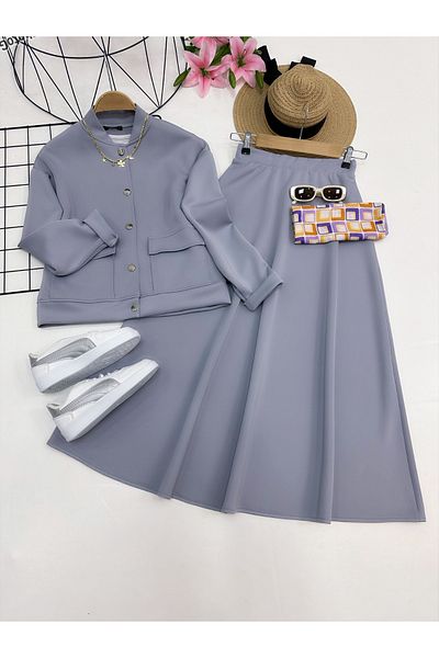 YEDİLALE Puff Scuba Skirt Set