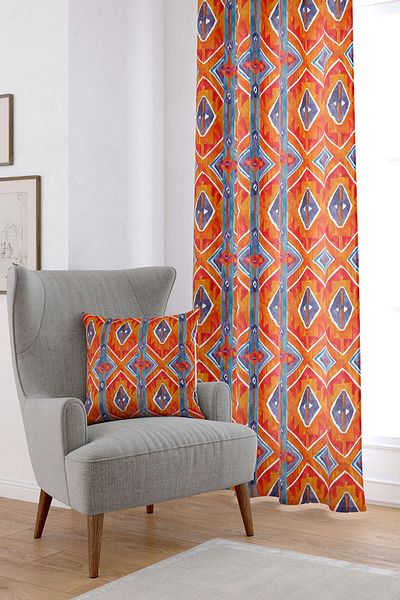 Cango Home Cortina imprimată digitală cu model geometric portocaliu Cgh237-pr