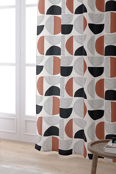 Cango Home Καφέ Μαύρη Bohemian Scandinavian Digital Printed Κουρτίνα Cgh1232-pr