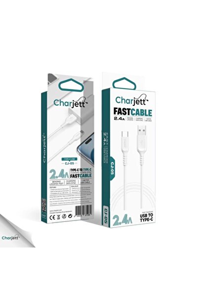 CHARJETT 2.4A USB-C Veri Aktarımı ve Şarj İçin USB Kablo 1 Metre
