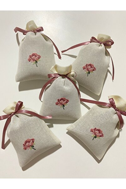 MADE BY STATİS Gül Model Etamin Işlemeli Lavanta Kesesi 5’li Paket