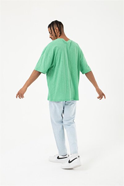 Machinist Ανδρικό μπλουζάκι Flamlı Basic oversized Πράσινο