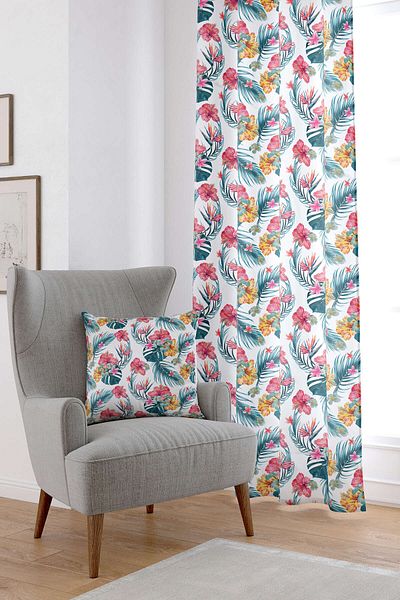 Cango Home Πράσινο Κόκκινο Πορτοκαλί Floral Ψηφιακή Εκτυπωμένη Κουρτίνα Yst06-pr