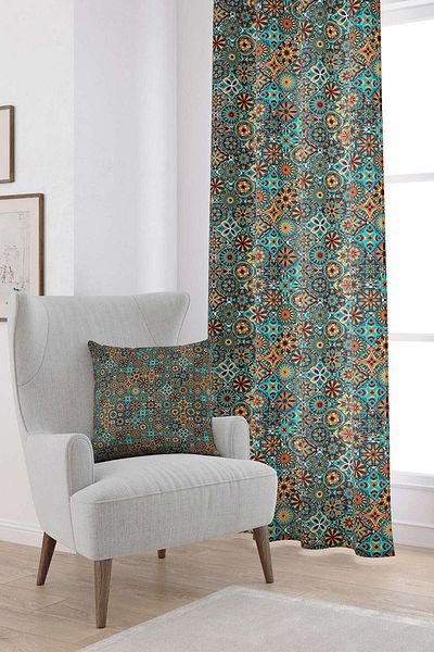 Cango Home Καφέ ρετρό vintage μοτίβο ψηφιακής τυπωμένης κουρτίνας Otyk006-pr