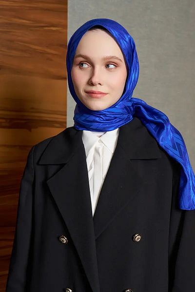 Madame Polo Μοτίβο Chevron Ιταλικό Σάλι Μεταξένιο Ζακάρ - Saks