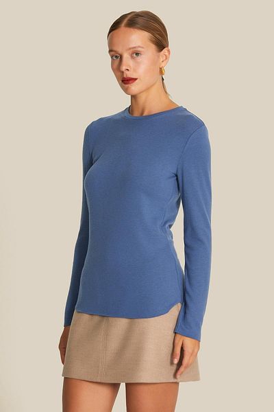Rue Studio Μακρυμάνικη Basic Indigo Μπλούζα
