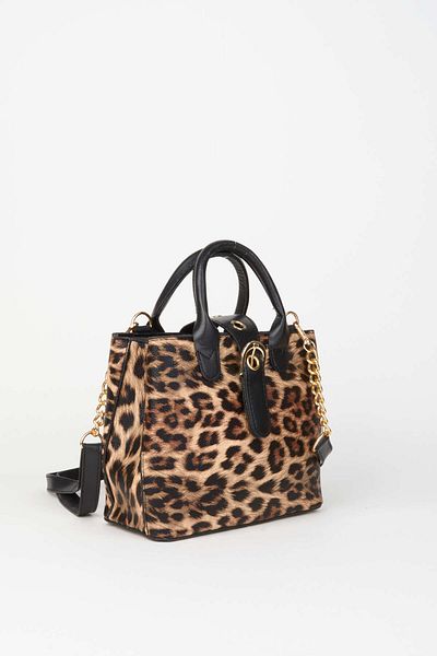 Vivaq Geantă de mână și de umăr pentru femei, din piele artificială, cu model leopard, curea detașabilă, închidere cu fermoar