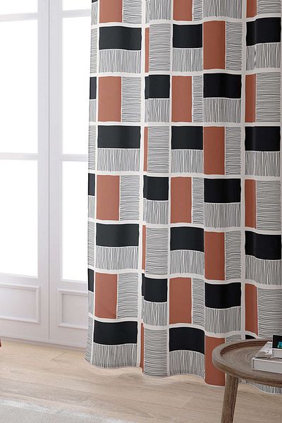 Cango Home Καφέ Μαύρη Bohemian Scandinavian Digital Printed Κουρτίνα Cgh1229-pr
