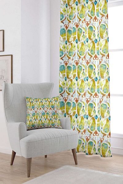Cango Home Alb Verde Abstract Decorativ Imprimat Digital Cortina Cgh153-pr