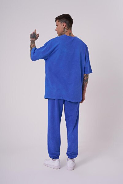 Machinist Чоловіча розкішна базова футболка oversize світло-синього кольору в цяточку