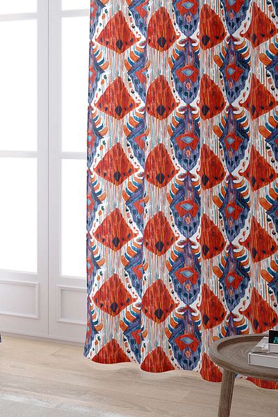 Cango Home Red Blue Ethnic Decorative Digital Printed Curtain Cgh184-pr