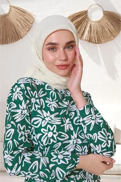 Madame Polo Λινά Κρέμα Κασκόλ Voile