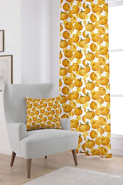 Cango Home Orange Halloween Pumpkin Patterned Digital Printed Curtain Cgh762-pr
