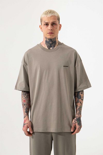Machinist Ανδρικό μπλουζάκι Oversize Khaki - Basic, Βαμβακερό μονό ζέρσεϊ