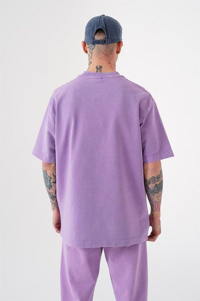 Machinist Tricou de lux spălat și relaxat liliac pentru bărbați