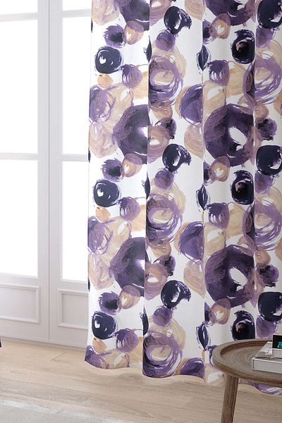 Cango Home Purple White Geometric Abstract Digital Printed Curtain Cgh234-pr