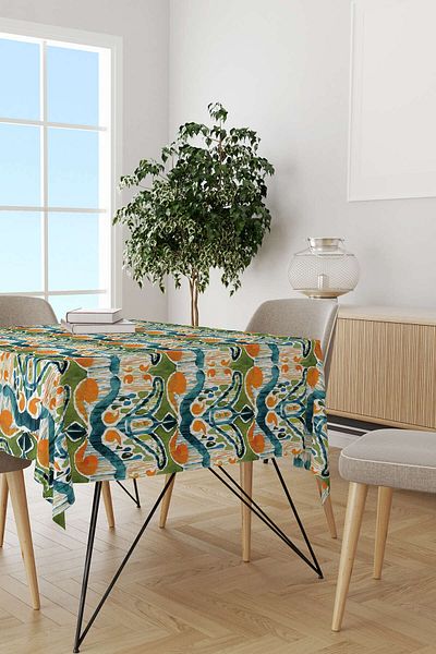 Cango Home Masa Decorativa Etnica Albastru Portocaliu Cgh154-ms