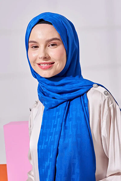 Madame Polo İpeksi Jakar Lara Şal Vektörel Desen - Saks