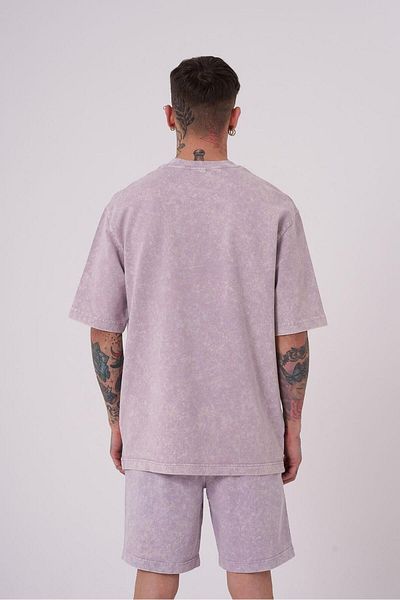 Machinist Ανδρικό μπλουζάκι Luxury Washed Basic Relaxed T-shirt με λιλά κηλίδες