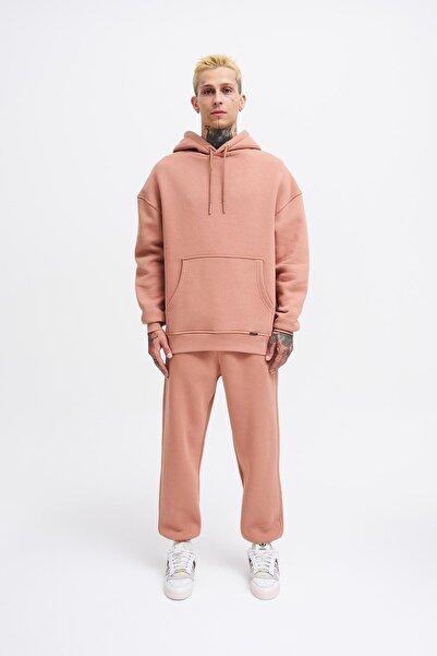 Machinist Erkek Basic Kapüşonlu Oversize Bakır Sweatshirt