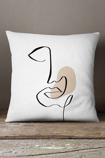 INSENSE HOME Velvet Babyface, alb, negru, modern, siluetă, model, imprimare digitală, pernă, husă de pernă Cgh511