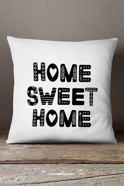 INSENSE HOME Velvet Babyface White Black Home Sweet Home Διακοσμητική Ψηφιακή Εκτύπωση Μαξιλαροθήκη Ριχτάρι - Cgh475