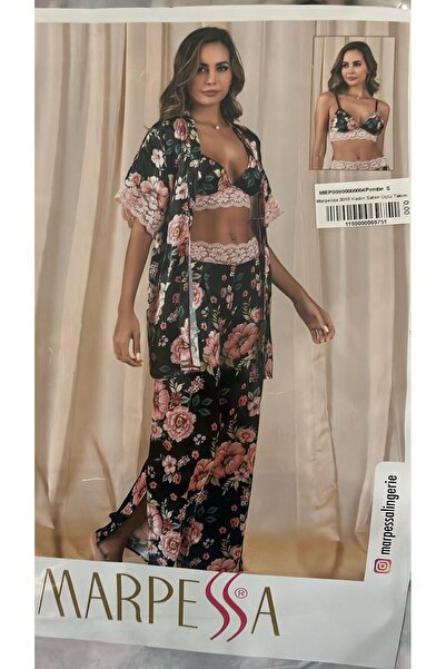 Marpessa Pembe Kadın Saten Üçlü Takım