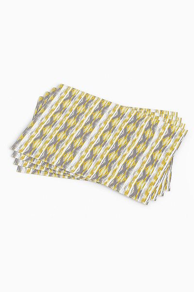 Cango Home Yellow Gray Geometric Striped Patterned Digital Printed American Service Set of 4 Cgh073-as