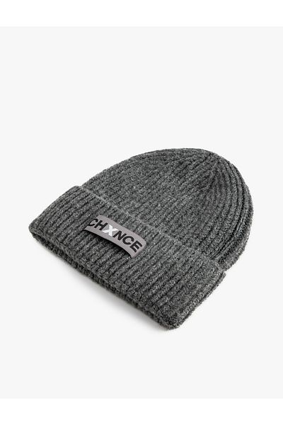 Koton Stratificat Beanie Slogan Imprimat Etichetă Brodat