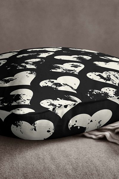 INSENSE HOME Fetă de pernă Velvet Babyface Black White Heart Throw - Cgh120