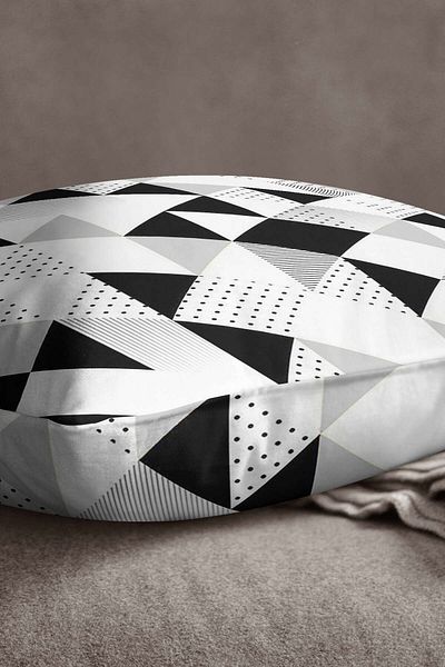 INSENSE HOME Velvet Babyface Alb Negru Modern Geometric Aruncă Față de Pernă - Cgh245