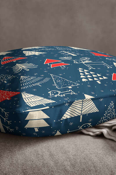 INSENSE HOME Velvet Babyface Red Navy Blue Christmas Themed Digital Printed Throw Pillow Pillow Case - Cgh308